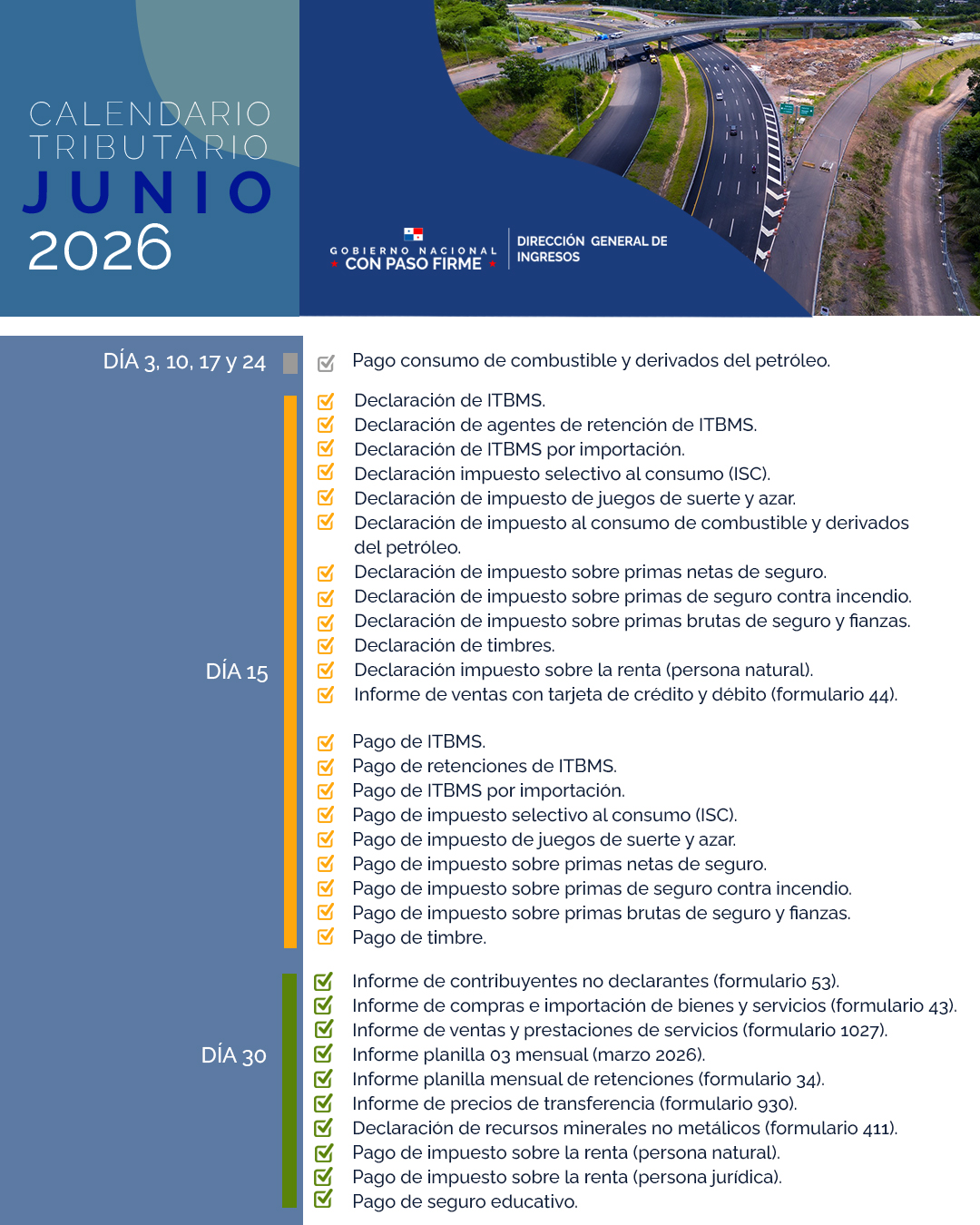 Calendario tributario 2026 - DGI MEF